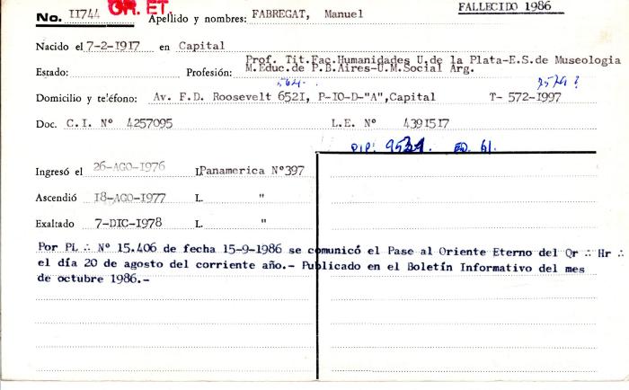 Ficha de miembro de Manuel Fabregat.