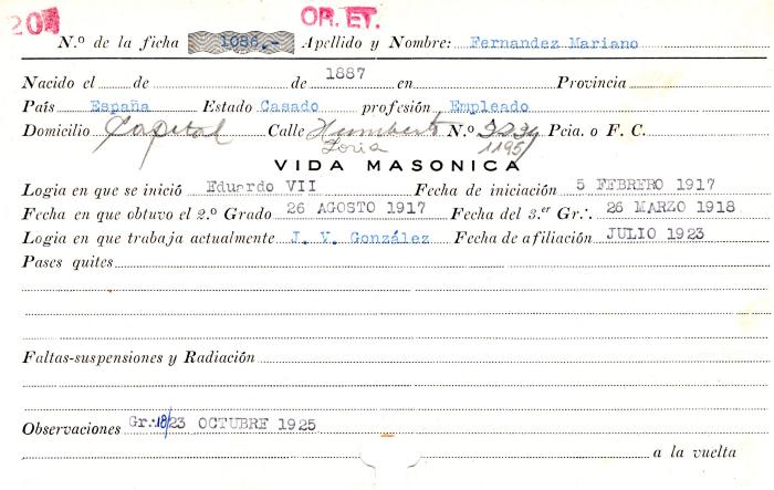 Ficha de miembro de Mariano Fernandez.