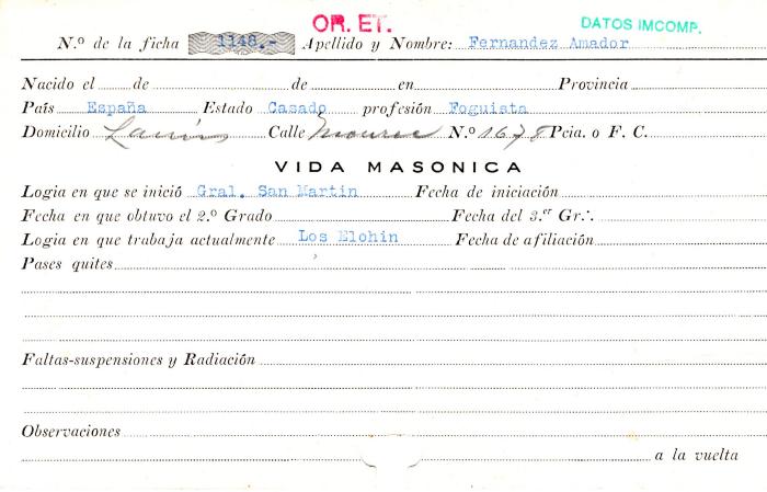Ficha de miembro de Amador Fernandez.
