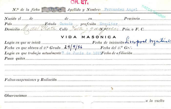 Ficha de miembro de Ángel Fernandez.