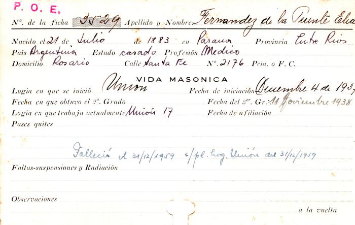 Ficha de miembro de Elias Fernandez de la Puente.