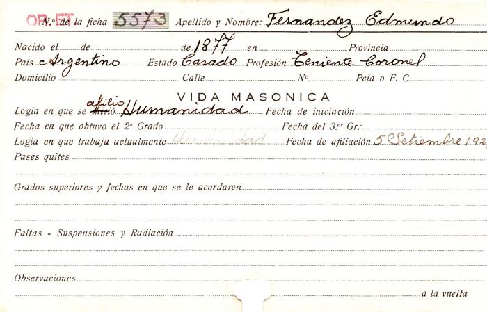 Ficha de miembro de Edmundo Fernandez.