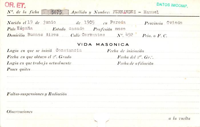 Ficha de miembro de Manuel Fernandez.
