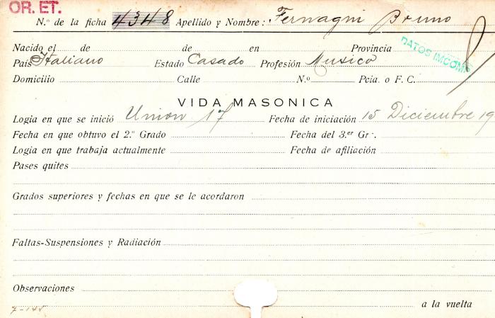 Ficha de miembro de Bruno Fernagni.