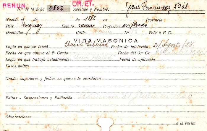 Ficha de miembro de Jesus Fernandez Mas.