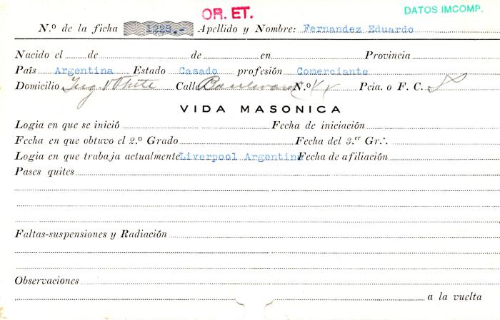 Ficha de miembro de Eduardo Fernandez.