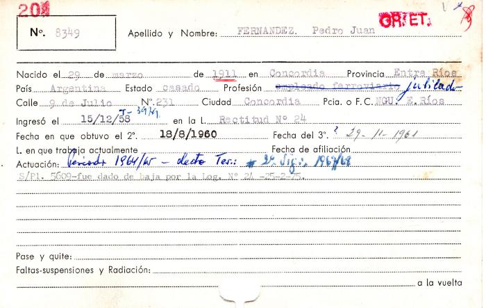 Ficha de miembro de Pedro Juan Fernandez.