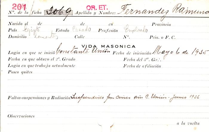 Ficha de miembro de Raimundo Fernandez.