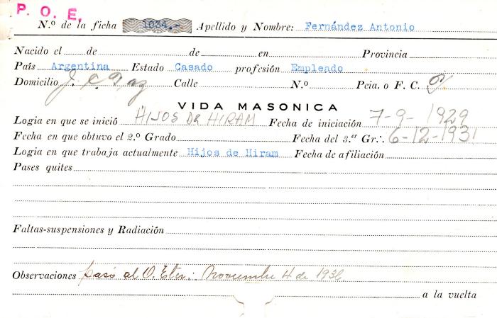 Ficha de miembro de Antonio Fernandez.