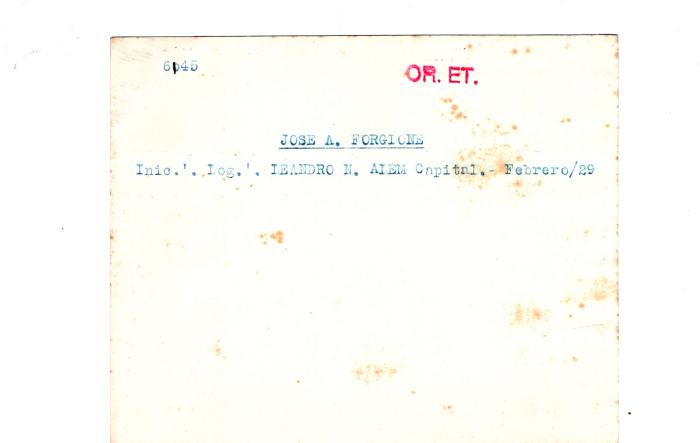 Ficha de miembro de José A. Forgione.