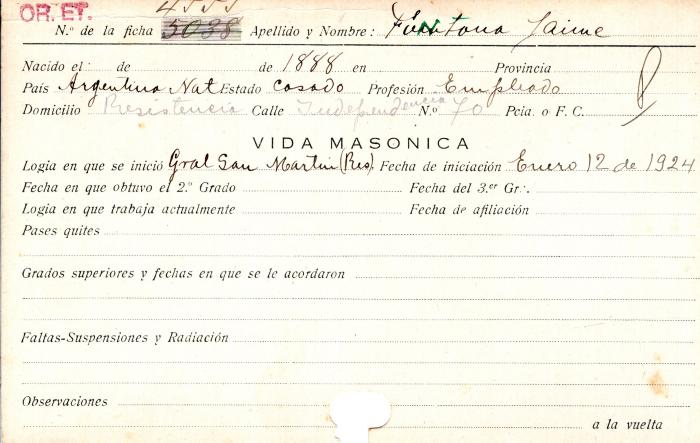 Ficha de miembro de Jaime Fontana.