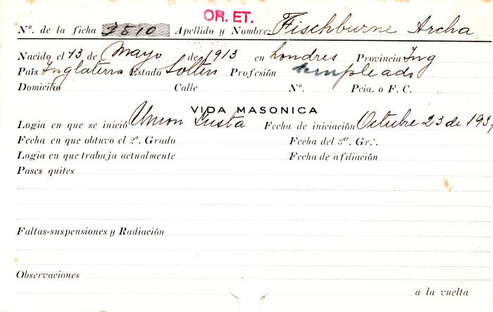 Ficha de miembro de Archa Fischburne.